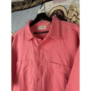 Vintage LL Bean Men's Cool Weave Long Sleeve Button Shirt Size XXL Made In USA